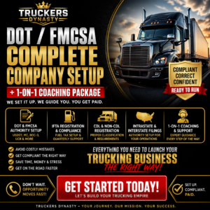DOT/FMCSA COMPLETE COMPANY SETUP W/ 1 ON 1 COACHING PACKAGE